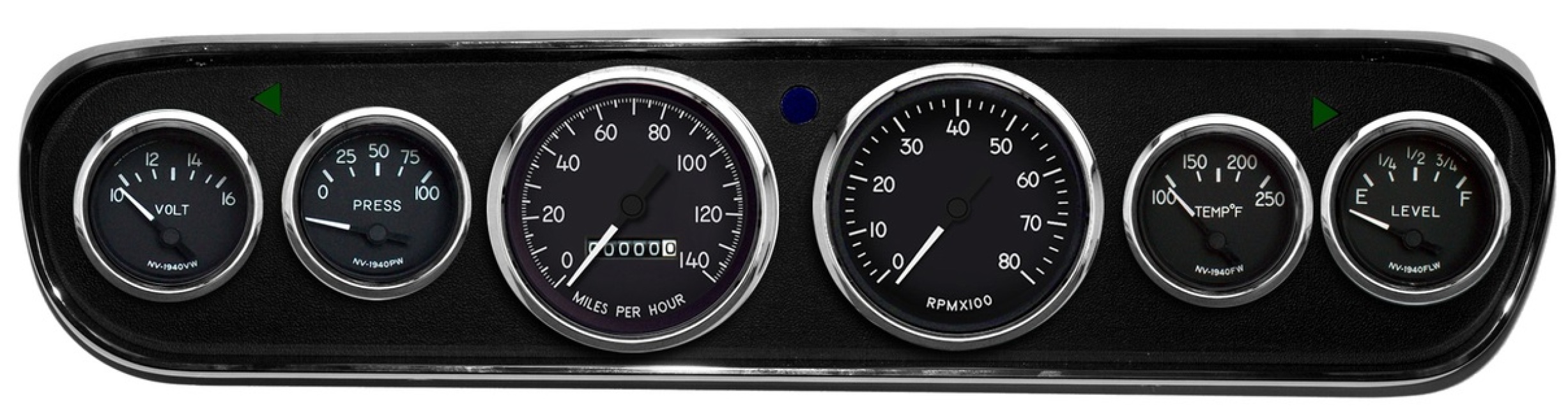 64-66 Mustang Gauge Panel Kit 40 Series Wired Black Mechanical Speedo
